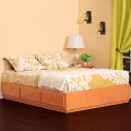 Cal King Captains Bed, 3 Drawers on metal glides, Birch.