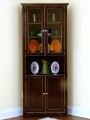 Pine Corner Cabinet with 2 Panel Doors & 2 Glass Doors