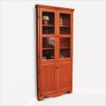 Oak Corner Cabinet with 2 Panel Doors & 2 Glass Doors