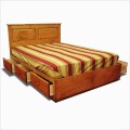 Pine Cal King Captains Bed, 6 Drawers on tracks