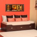 Birch Captains Bed, 3 Drawers on tracks, Twin