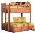 Twin Over Full Bunk Bed w/ 6 Drawers on metal tracks, Pine